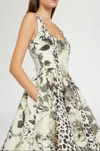 maggie Leopard print pleated midi dress