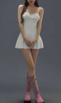 Flowering Girl Women Deance White Flower One-Piece Swimsuit & Skirt