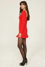 Flowering Girl Women Bow Crepe Mini Dress in red