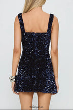 poppy Strapless Sequin Mini Dress in navy