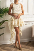 Joy Draped Asymmetric Silk Dress With Layers - Ivoire