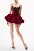 Evangeline Sequin Embellished Mini Dress In Red