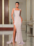 Elegant Sleeveless High Split Prom Dress