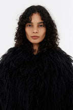Flowering Girl Women Short black fur coat