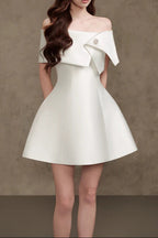 Brianna One-Shoulder Satin Mini Dress In Apricot