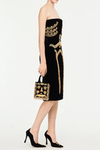 Yuri Skeleton Tassel Embellished Bustier Mini Dress In Black