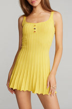 Flowering Girl Women Doris Golf Knitted Suspender Mini Dress In Yellow
