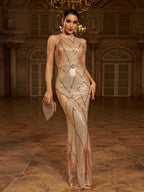 Geometric Sequin Chain Mermaid Prom Dress