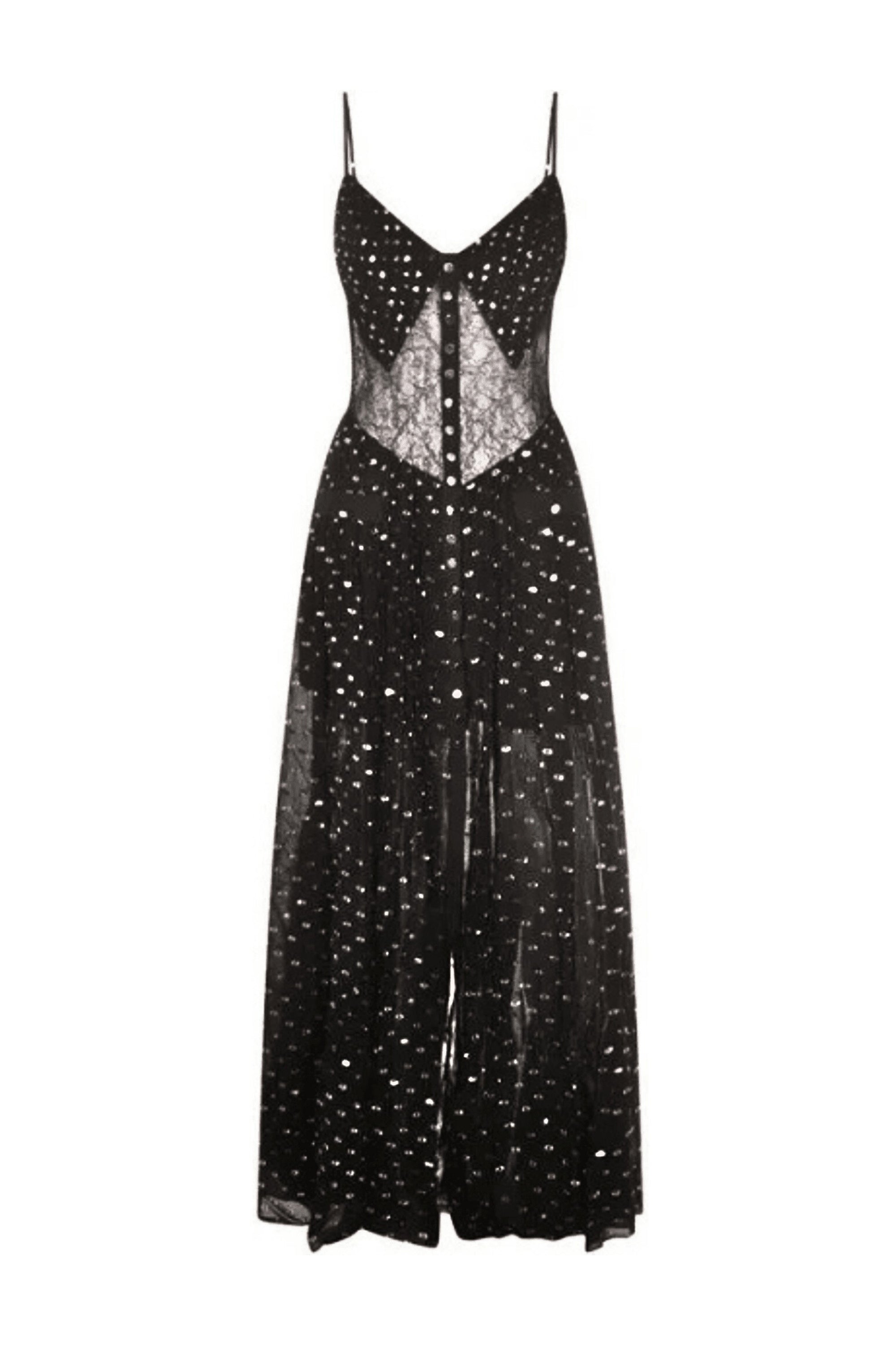 Black And Gold Chiffon Maxi Dress