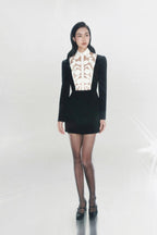 Flowering Girl Women hollow a-line mini Dress in black