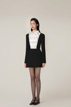 Flowering Girl Women hollow a-line mini Dress in black