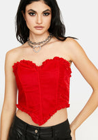 Flowering Girl Women Velvet Heart Shaped Bustier Top