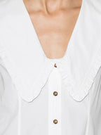 WHITE OVERSIZED COLLAR COTTON BLOUSE
