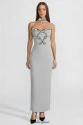 alyssa Gray Crystal Embellished Strapless Gown with Choker