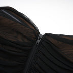 Flowering Girl Women Gwenonwy black ruched mesh top & skirt matching set