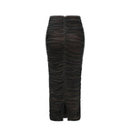 Flowering Girl Women Gwenonwy black ruched mesh top & skirt matching set