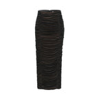 Flowering Girl Women Gwenonwy black ruched mesh top & skirt matching set