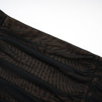 Flowering Girl Women Gwenonwy black ruched mesh top & skirt matching set