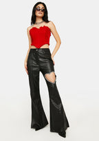 Flowering Girl Women Velvet Heart Shaped Bustier Top