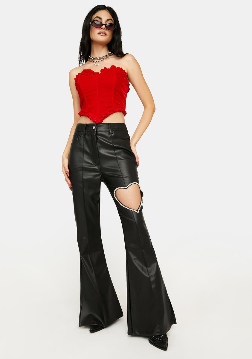 Flowering Girl Women Velvet Heart Shaped Bustier Top
