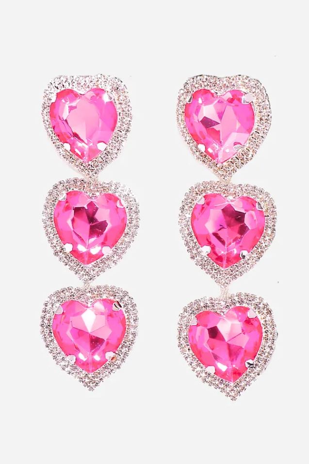 Flowering Girl Women Heart Shaped Exaggerated Drop Earrings