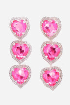 Flowering Girl Women Heart Shaped Exaggerated Drop Earrings