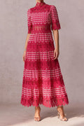 Flowering Girl Women simona Embroidered Lace Midi Dress in red