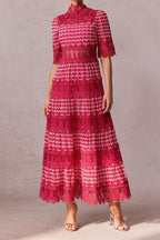 Flowering Girl Women simona Embroidered Lace Midi Dress in red