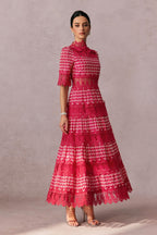 Flowering Girl Women simona Embroidered Lace Midi Dress in red