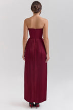 Flowering Girl Women Pleated Slim Tube Maxi Dress
