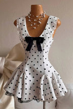 Flowering Girl Women Arlo Dot Bow Lace Ruffle Mini Dress