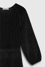 Flowering Girl Women Knitted Dress in Black Metallic Midi