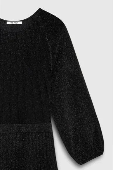 Flowering Girl Women Knitted Dress in Black Metallic Midi