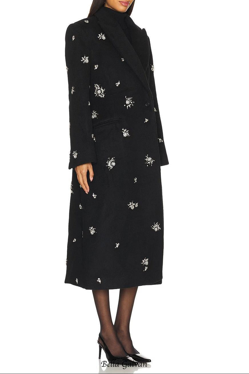 philippa crystal embellished Coat in black