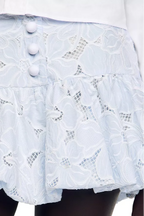 Lace Flower Embroidery mini skirt in Sky Blue