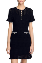 Flowering Girl Women Simona Hollow Knit Mini Dress In Black