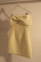 zenobia Tweed Bow Mini Dress - Lemon