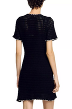 Flowering Girl Women Simona Hollow Knit Mini Dress In Black
