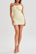 Zenobia Tweed Bow Mini Dress - Lemon