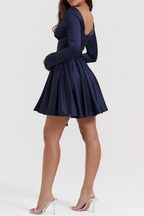 plunge v-neck mini dress in navy
