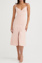 Flowering Girl Women Blush Slit Midi Sun Dress