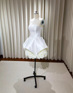 Sally Strapless Flower Mini Dress In White