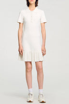 Penny White Mini Knit Dress With Polo Neck