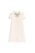 jocelyn rhinestone Embroidered Crepe mini Dress in ivory