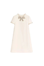jocelyn rhinestone Embroidered Crepe mini Dress in ivory