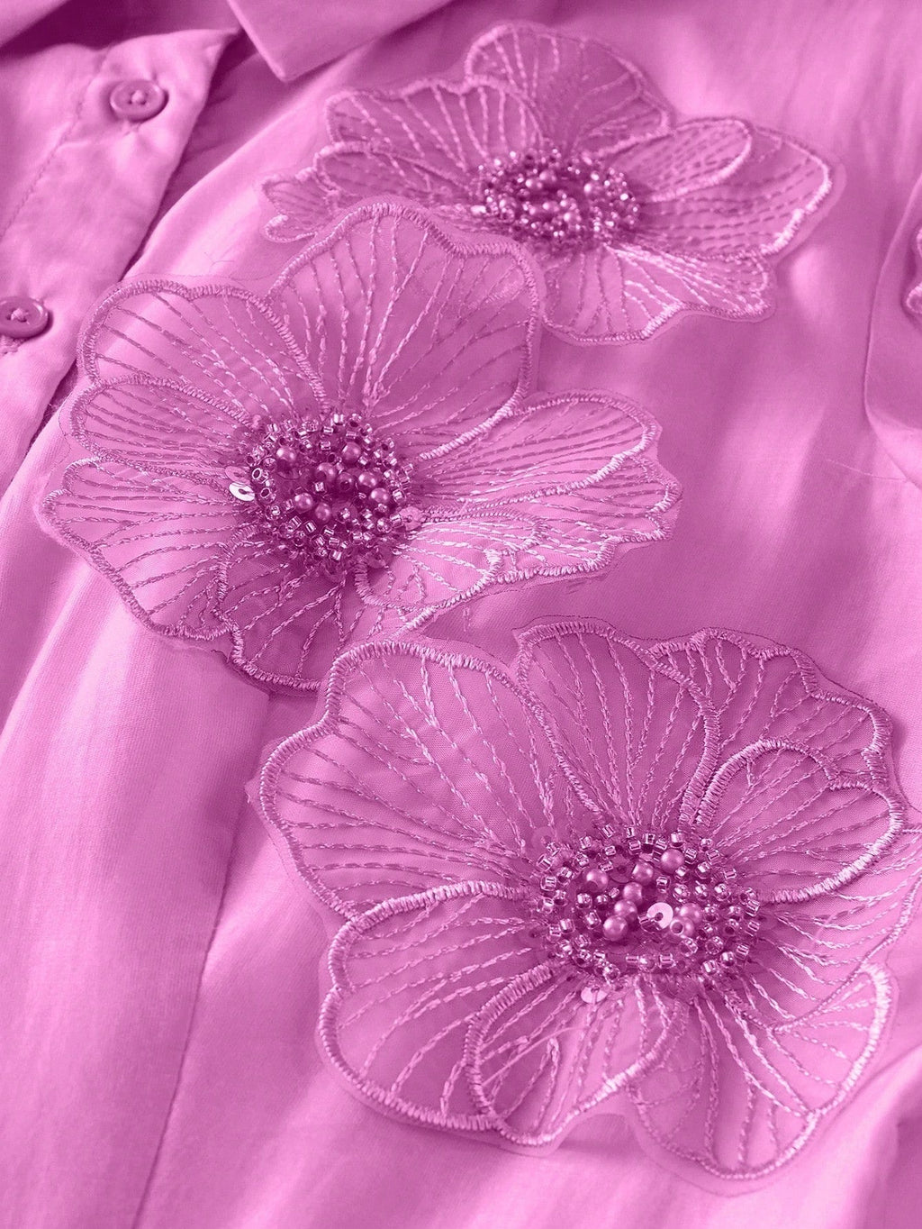 susanna floral Applique Shirt Midi Dress in pink