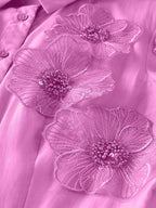 susanna floral Applique Shirt Midi Dress in pink