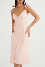 Flowering Girl Women Blush Slit Midi Sun Dress