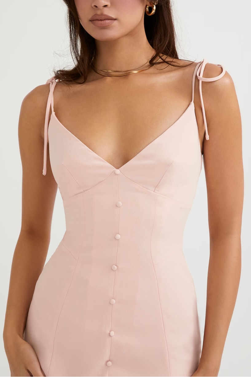 Flowering Girl Women Blush Slit Midi Sun Dress