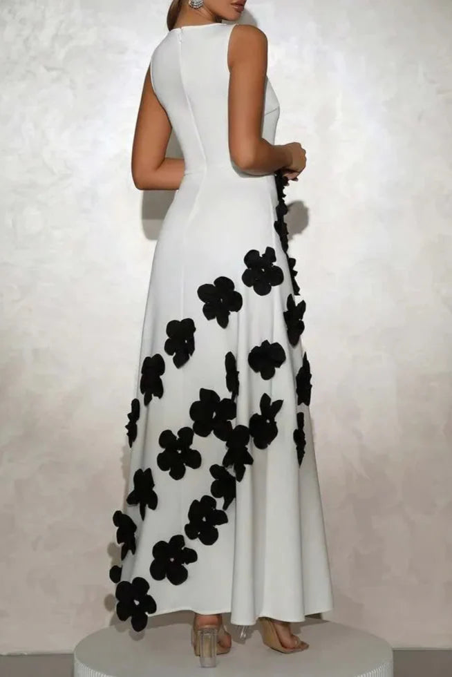 Flowering Girl Women Marcia 3D Flower A-Line Maxi Dress In White